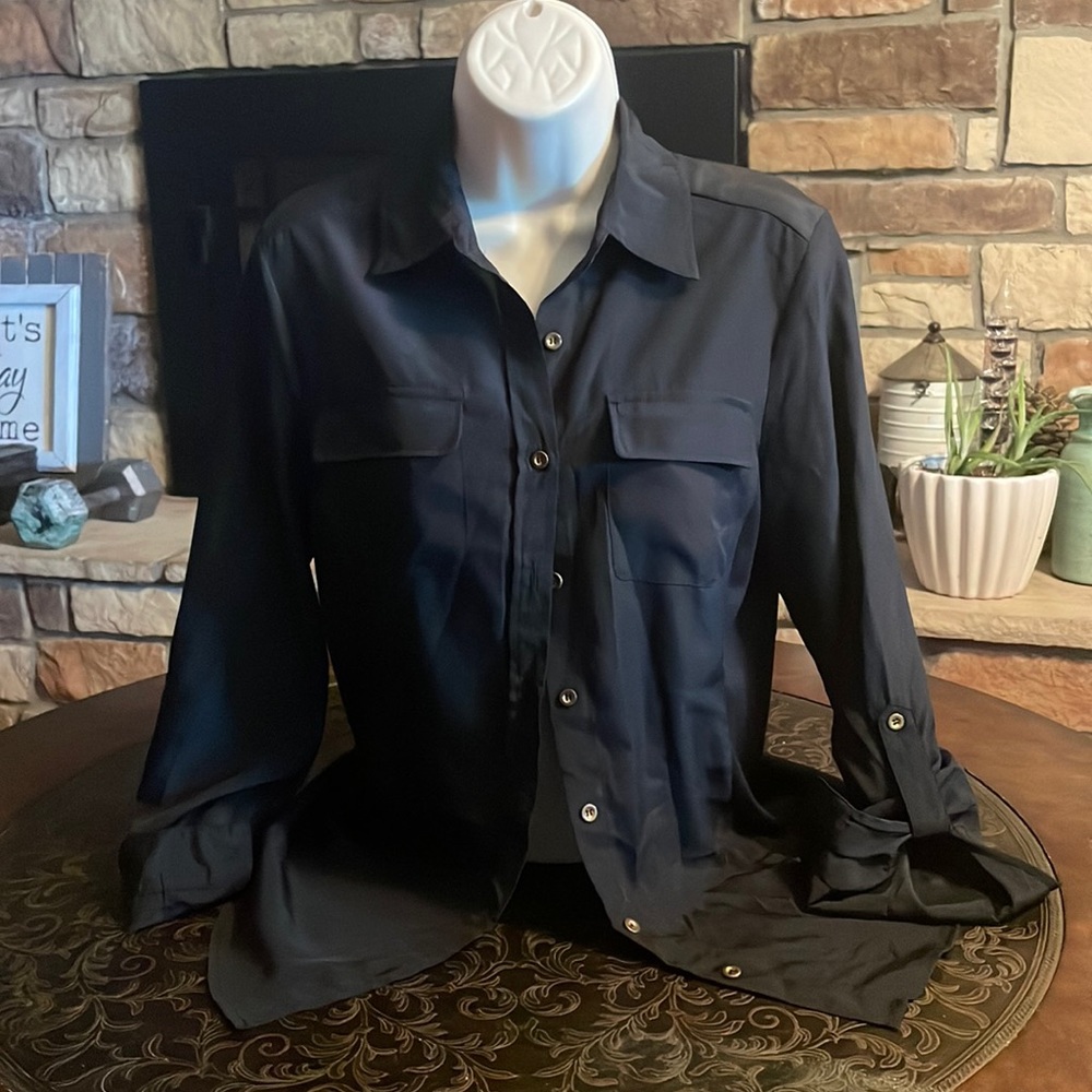 Black Button Down-Polyester